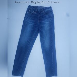 American Eagle Outfitters Women's Blue Hi Rise Jeggings (Closure Buttons)